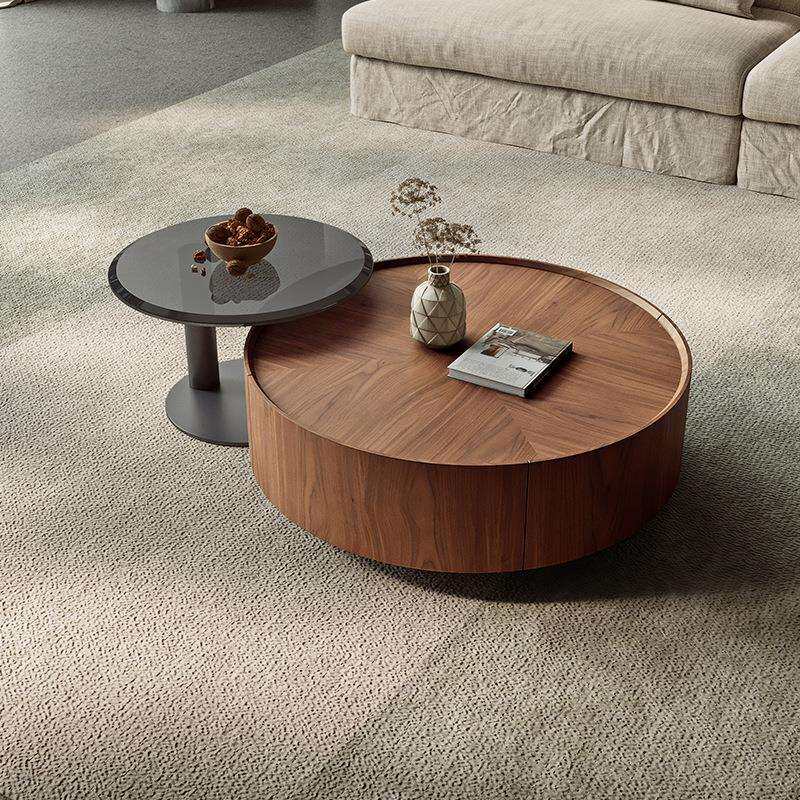 中古风意式极简实木茶几诧寂风客厅家用大小户型设计师高端胡桃木