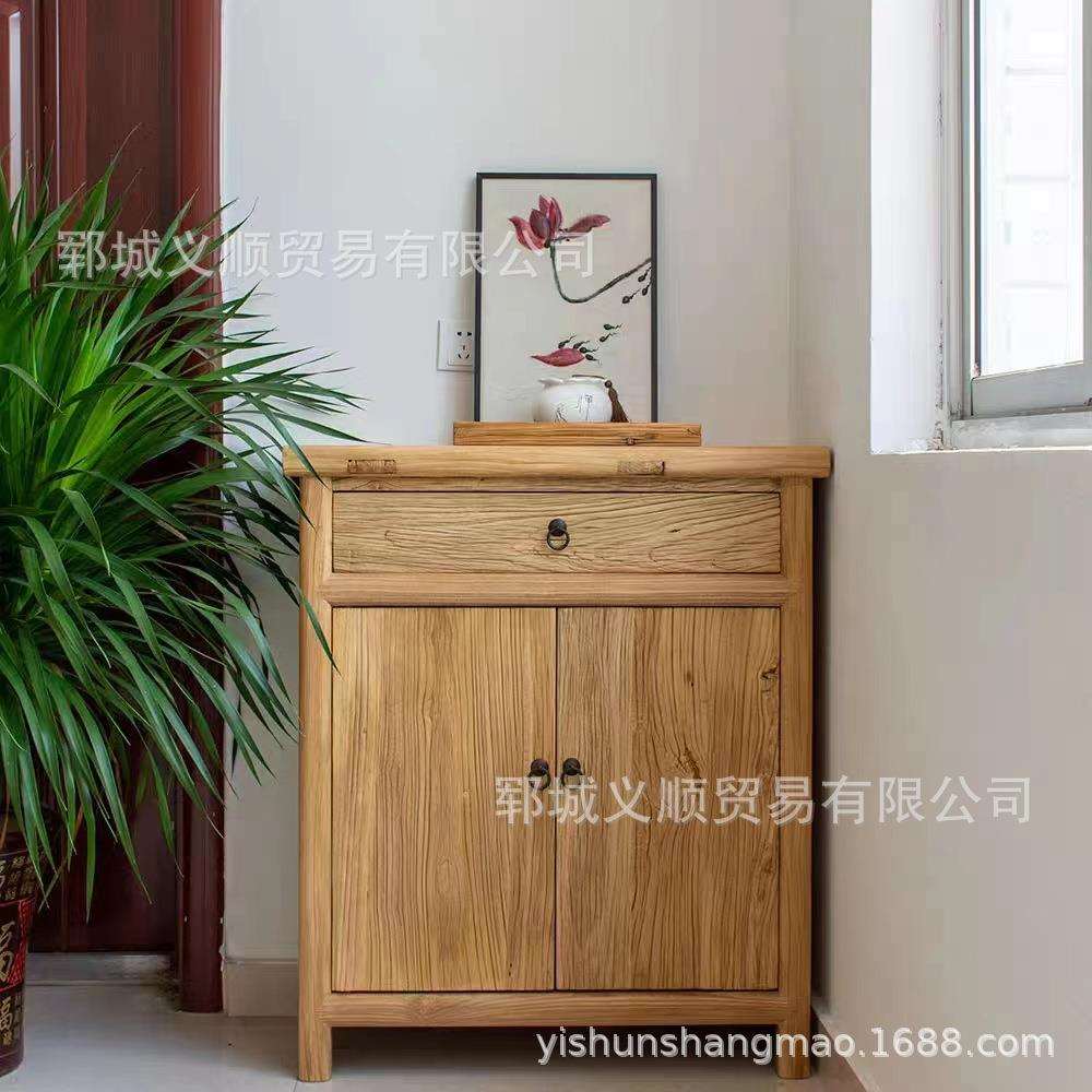 榆木明清古典酒柜老餐实木边柜储物柜玄关柜门厅柜子榆木板厨房柜