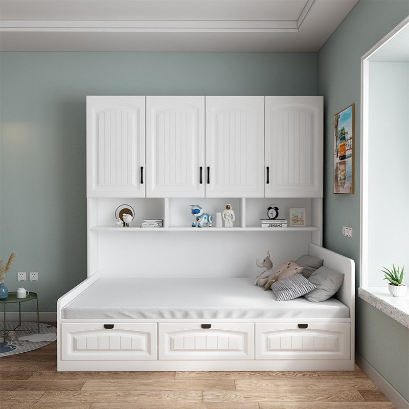 榻榻米儿童床衣柜一体书柜组合省空间储物现代简约床小户型可