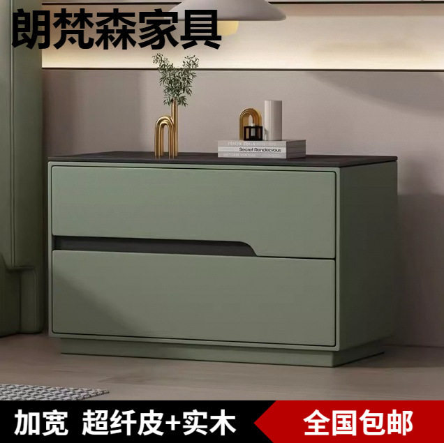 意式极简实木床头柜新款轻奢高级大尺寸收纳别墅卧室家用床边柜