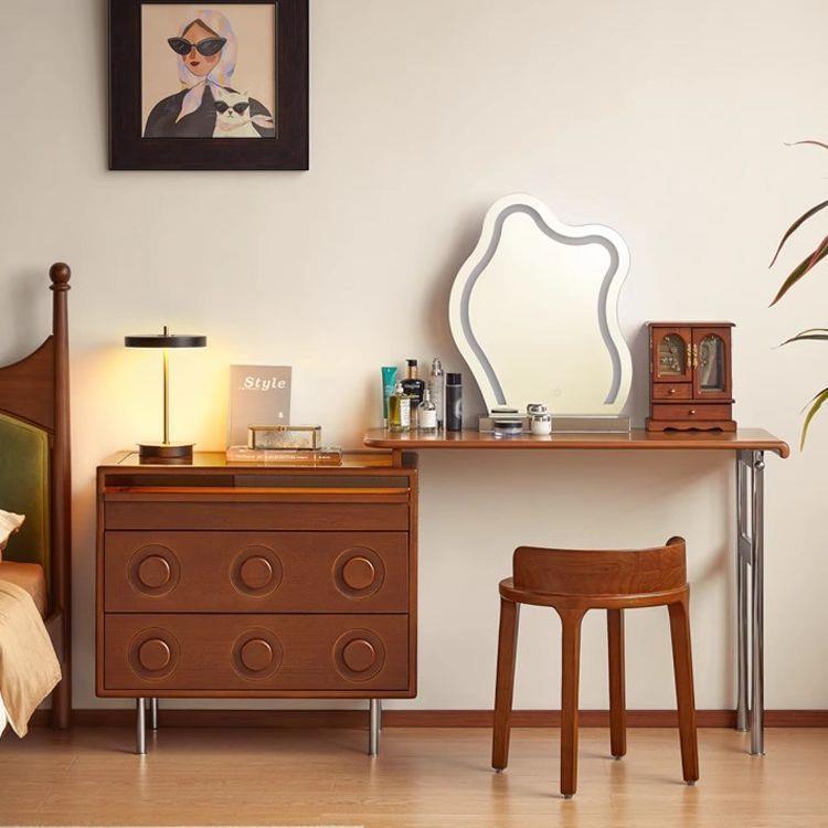 网红复古实木伸缩转角梳妆台斗柜