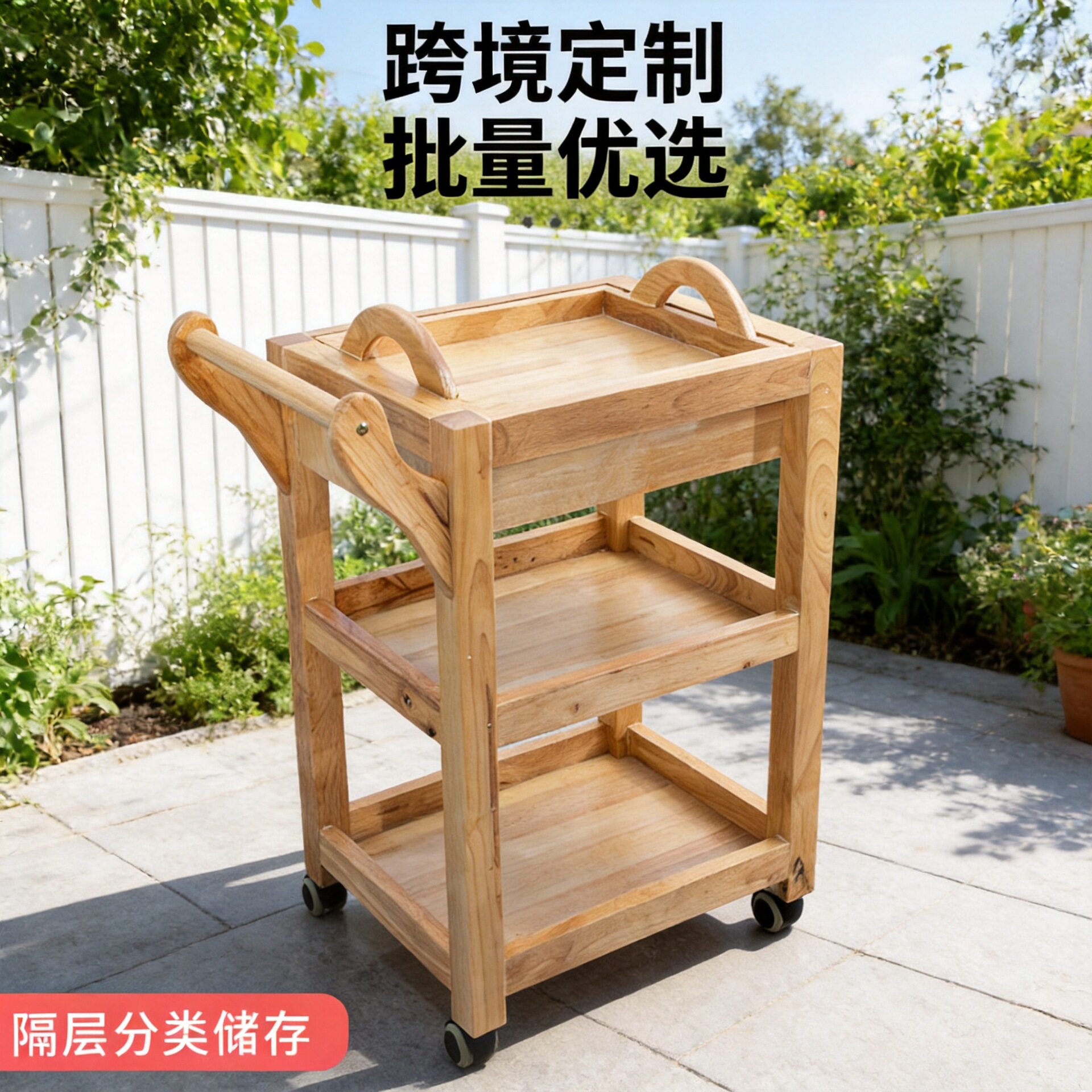 美容车小推车置物架美容院专用工具车实木三层美发店美甲店储物车