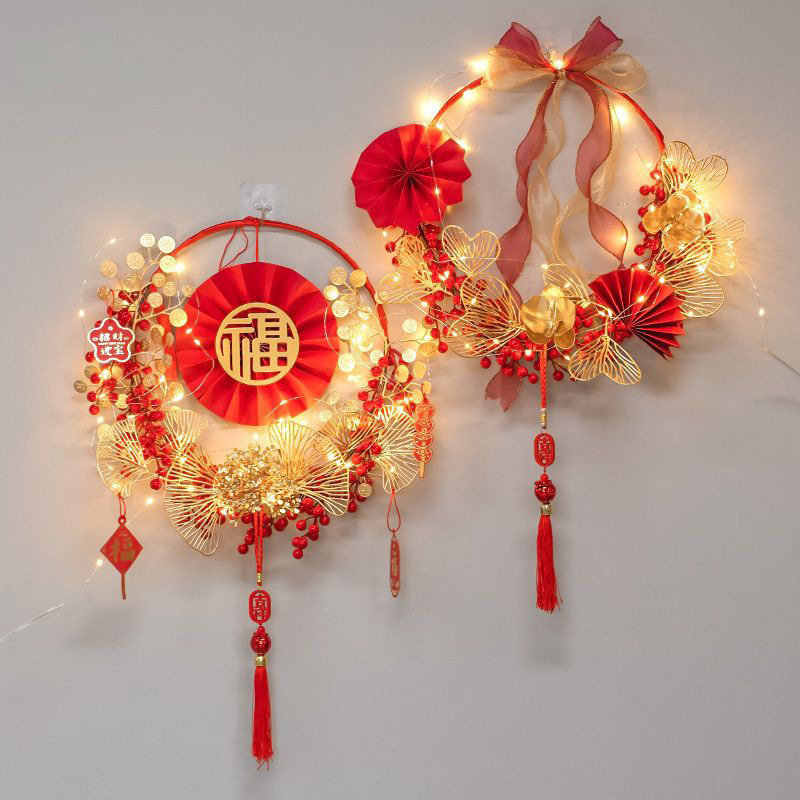 新年花环春节装饰挂饰元旦过年居家喜庆用品客厅开业福字门上挂件