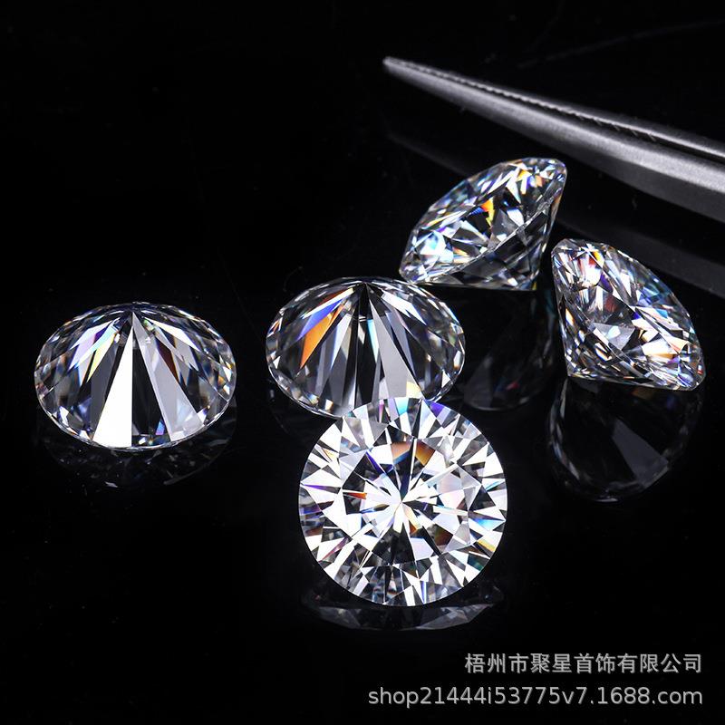 圆形莫桑石裸石十心十箭DEF/VS裸石50分-5克拉分石莫桑石