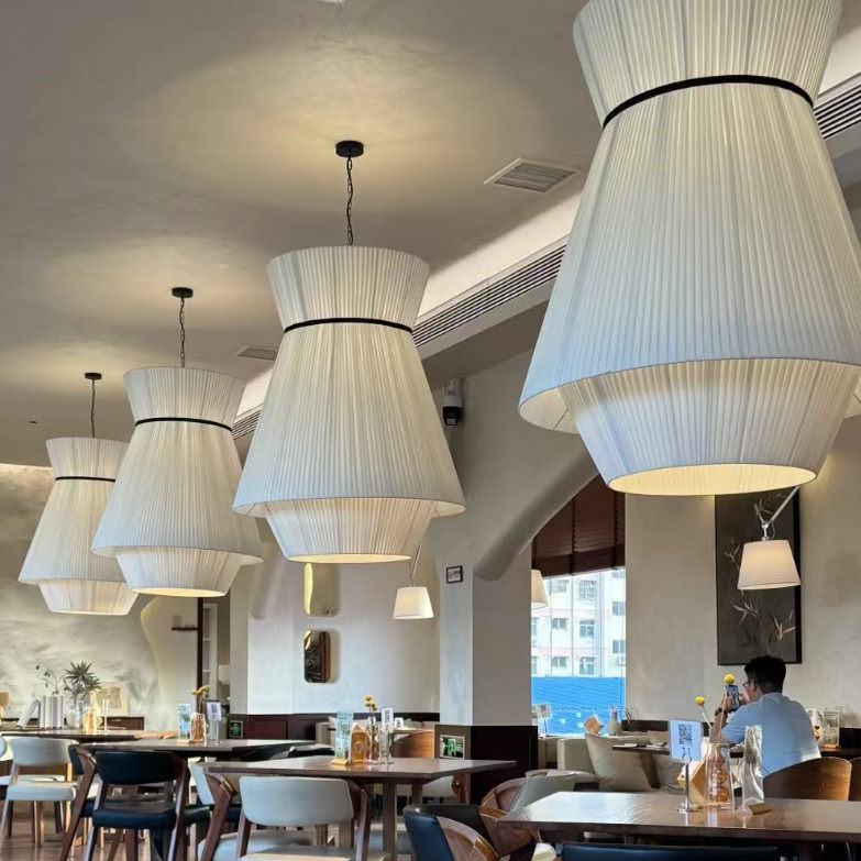 餐厅吊灯北欧民宿餐饮吧台餐桌灯具现代简约咖啡厅布艺个性吊灯