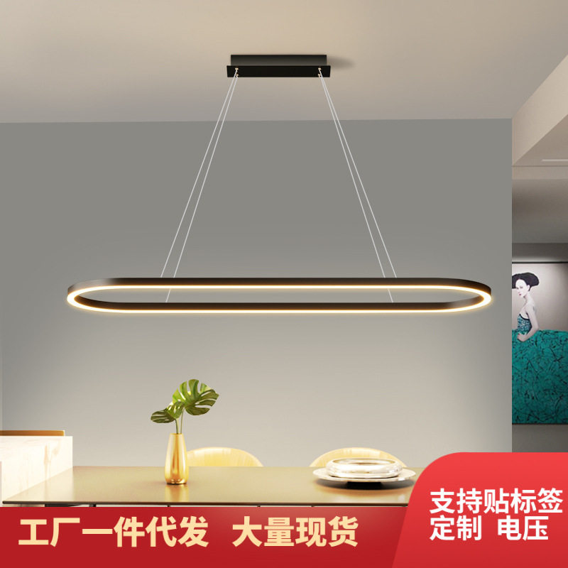北欧轻奢长条餐厅吊灯设计师现代简约极简办公室前台饭厅餐桌灯具