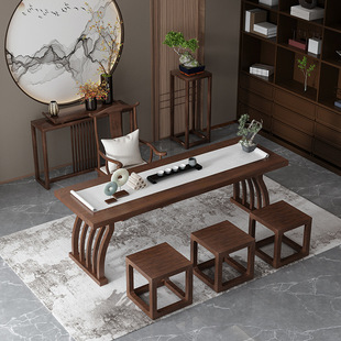 古典中式实木茶桌创意原木色国学桌家用客厅茶桌椅组合民宿泡茶桌