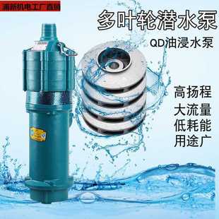 三相家用多级深井潜水泵220V小型高扬程小老鼠清水抽水泵 QD立式