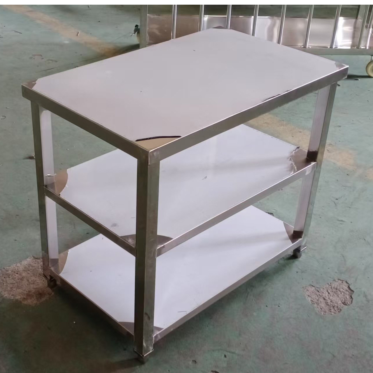 双层不锈钢工作台厨房操作台案板三层加厚不锈钢桌子打包台打荷台