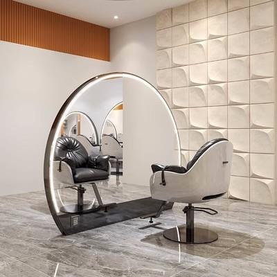 网红新款美发镜台理发店剪发单面镜子led双面全身落地镜发廊专用