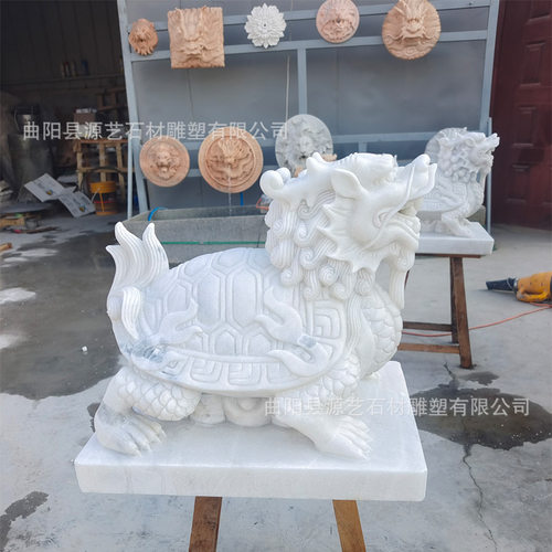 石雕龙龟天然汉白玉大理石青石龙头金蟾吐水动物户外装饰摆件
