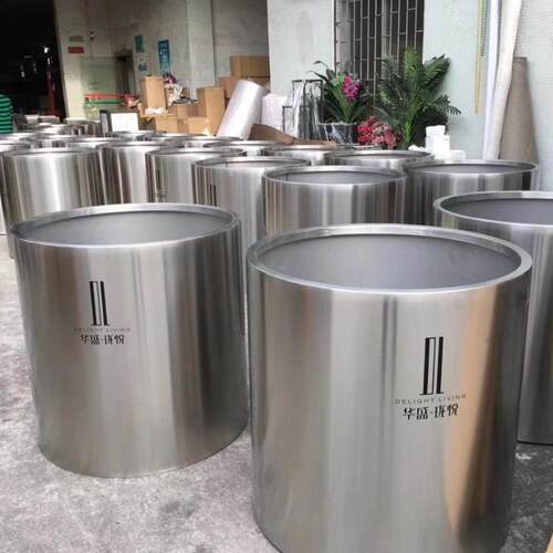 户外不锈钢花箱组合阳台花盆花架广场圆筒花钵街道铁艺种植箱