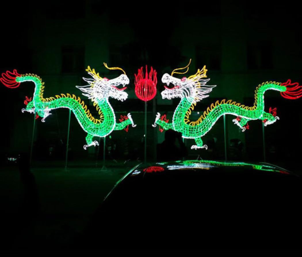 LED滴胶12生肖龙文旅夜游景观灯
