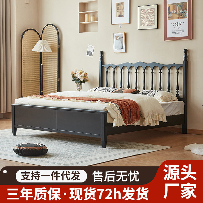 美式乡村实木床卧室1.5米温莎单床简约法式复古1.8米樱桃色双人床
