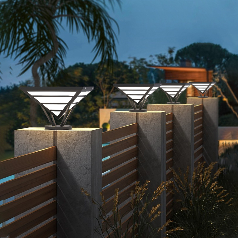 柱头灯太阳能户外庭院灯防水门柱灯墙头灯花园别墅围墙钻石柱子灯