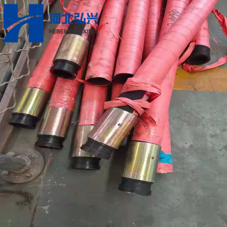 湿喷机加强耐磨软管 DN80*4.5米钢丝橡胶软管 加护簧胶管