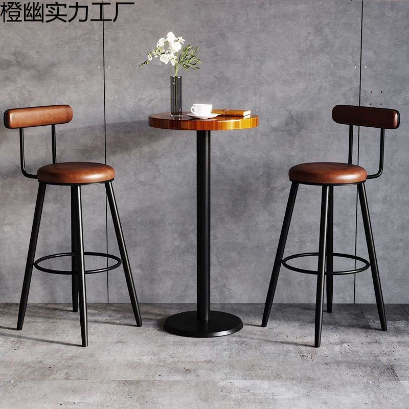 吧台椅家用靠背高脚椅子铁艺酒吧椅现代简约轻奢吧椅咖啡厅高脚凳