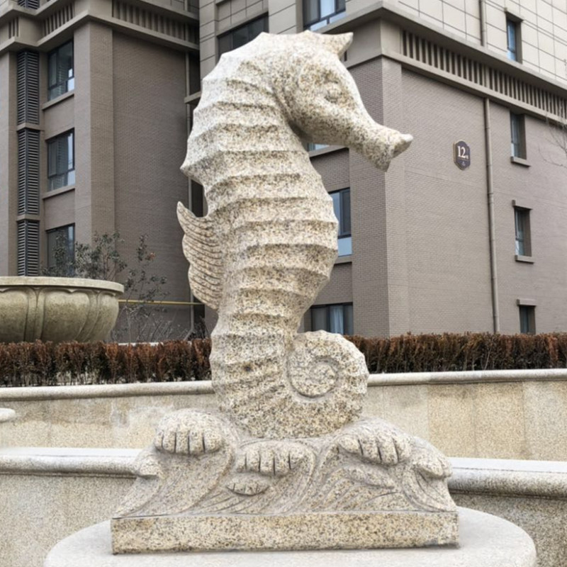 石雕海马喷水户外别墅喷泉假山水景流水装饰吐水海马