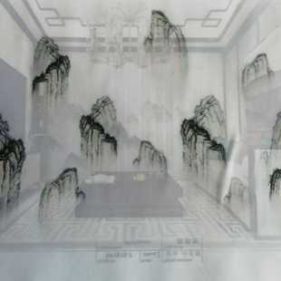 服务 3D窗帘成品水墨画棉纱窗帘透光不透人广州可上门提供量尺安装