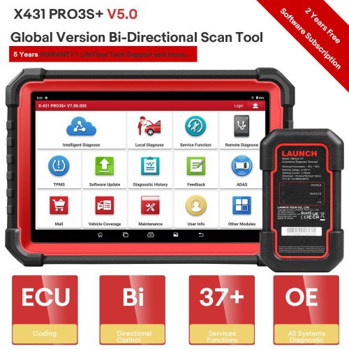 LAUNCH X431 PRO3 S+ V5.0海外全球版支持多语言