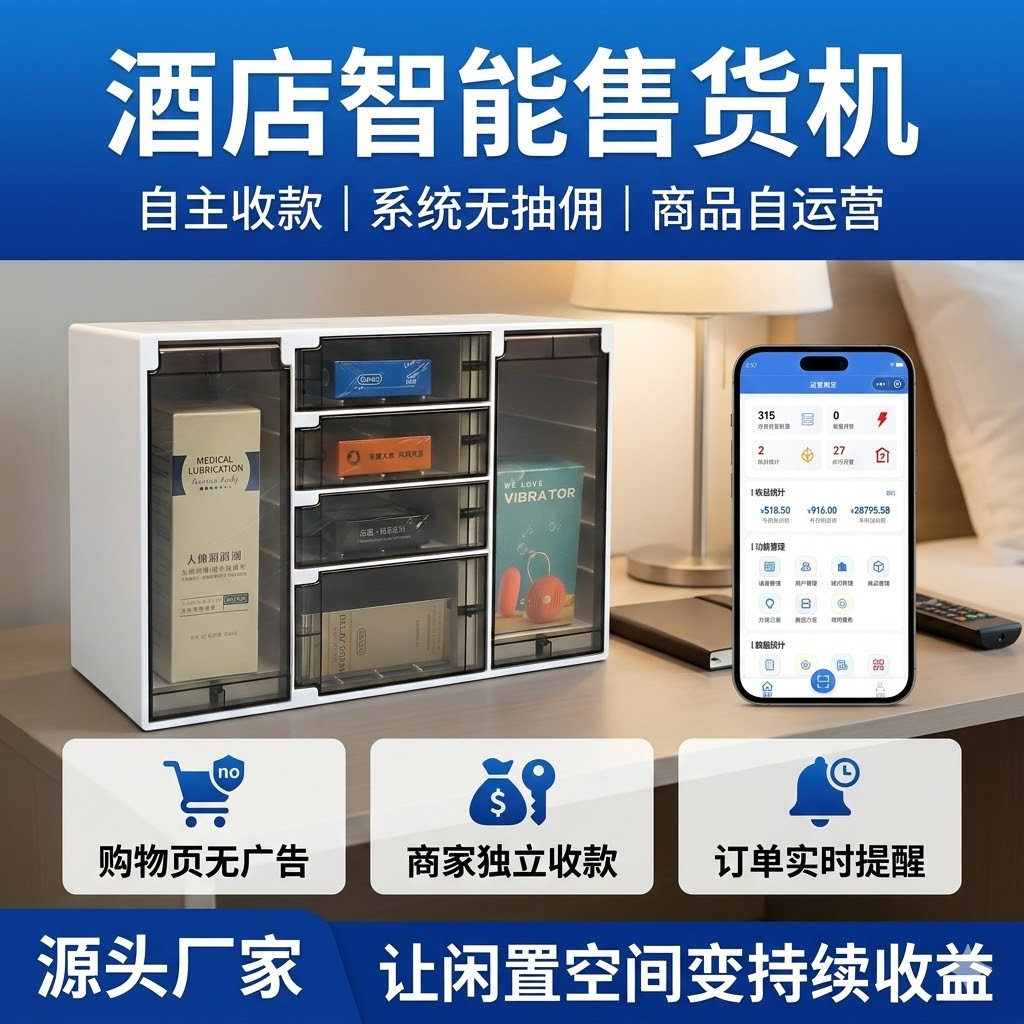 酒店智能全自动售货机商用24小时扫码支付无费率客房自动售卖机盒