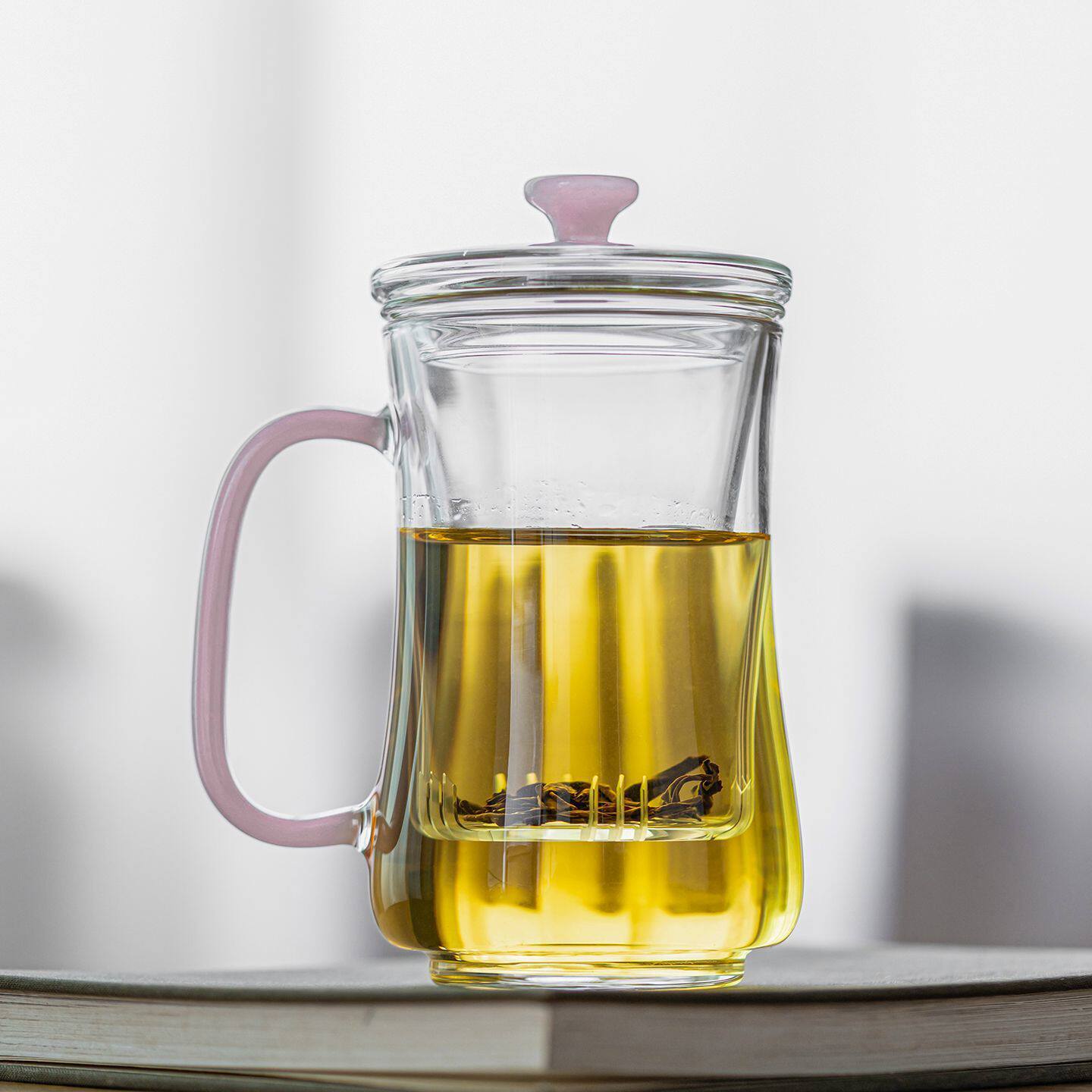 玻璃玉立三件办公杯耐热防烫茶杯水杯带盖过滤把手杯子