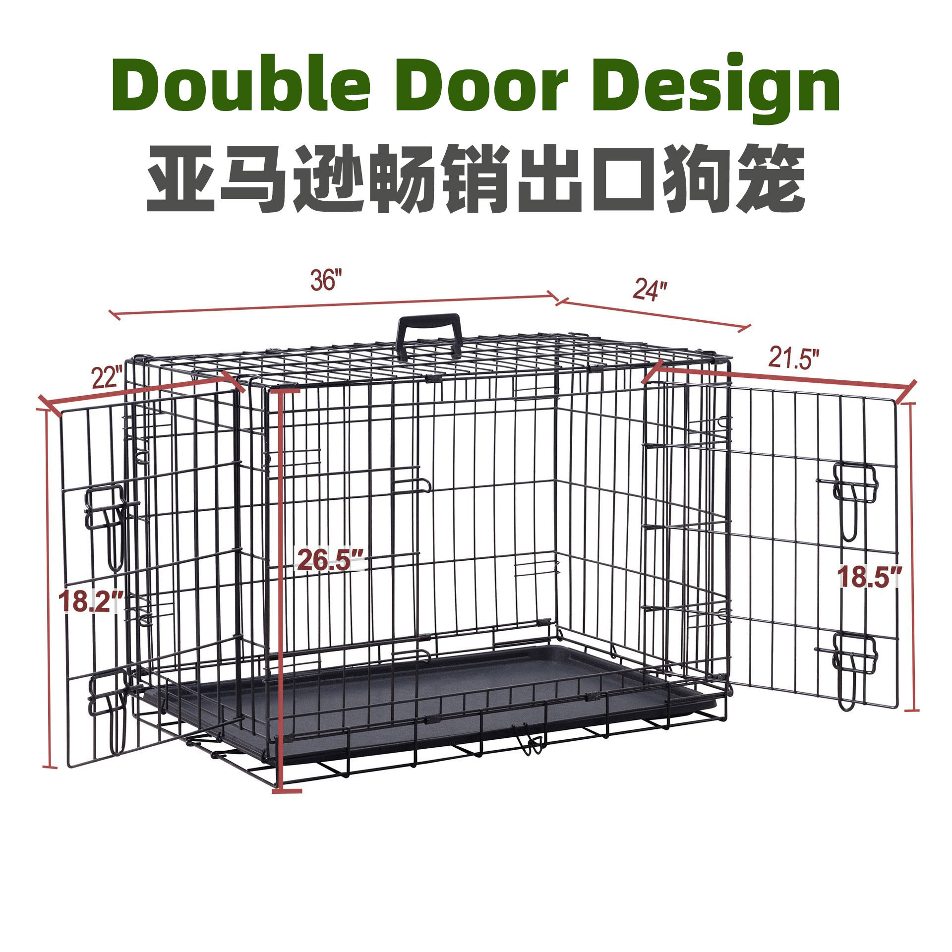 跨境出口大型宠物笼加密折叠狗笼柯基柴犬宠物狗笼子家用室内狗笼