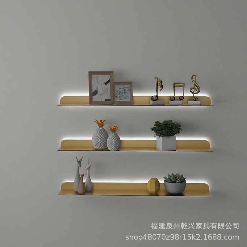 现代简约发光壁挂铁艺书架