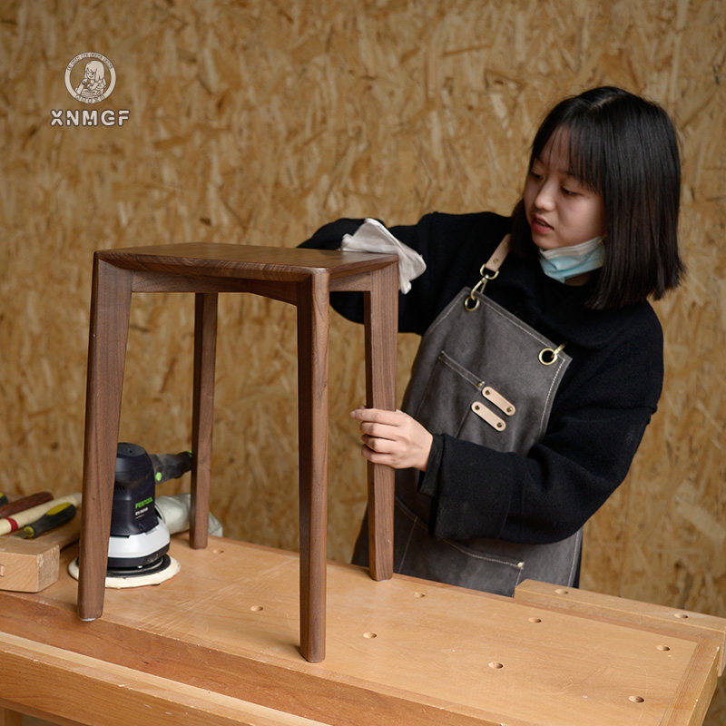W6北美黑胡桃木简约实木凳子家用餐桌凳梳妆凳高板凳客厅全实木餐