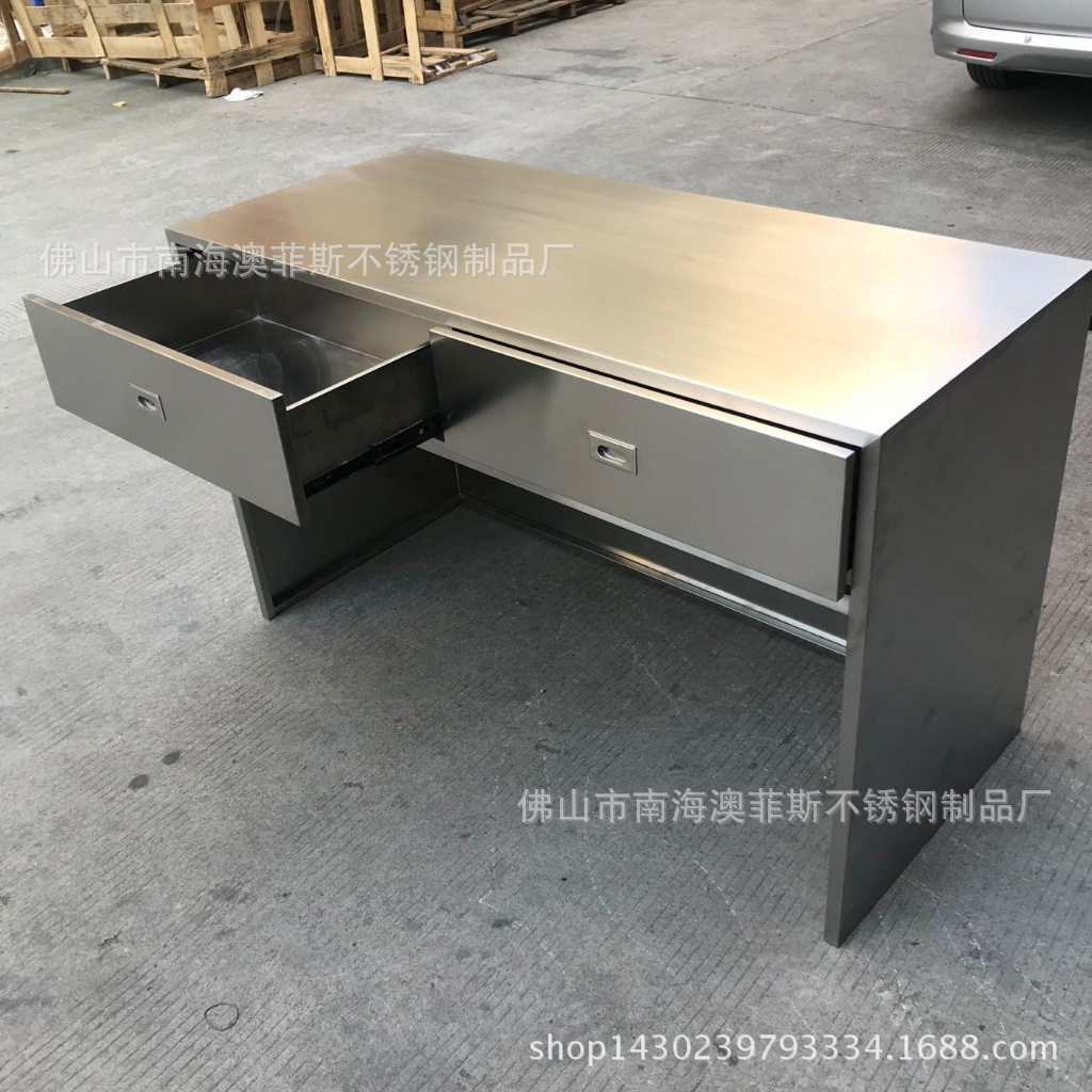 不锈钢写字台带抽屉办公桌工厂医院操作台工作304车间专用定 制