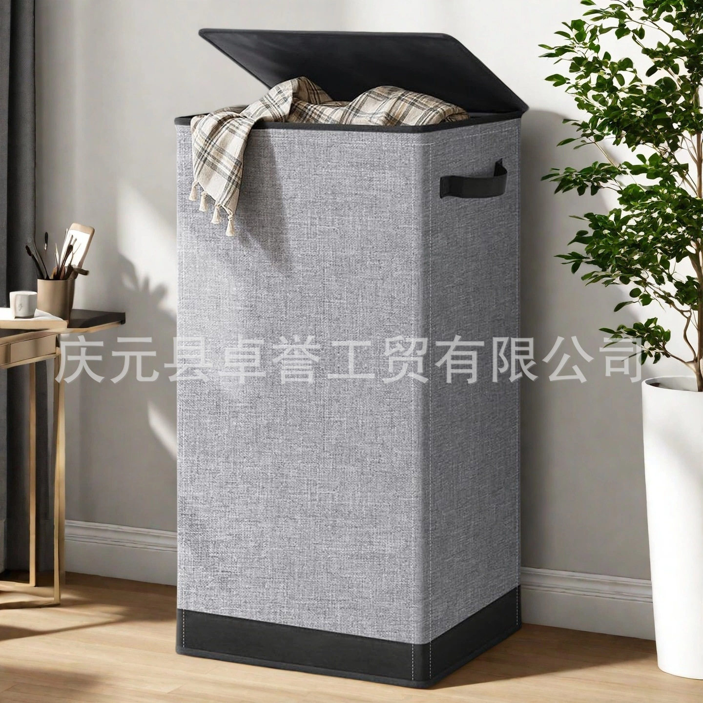 跨境新款洗衣篮带盖脏衣服可折叠收纳筐家用大容量置物筐脏衣篓