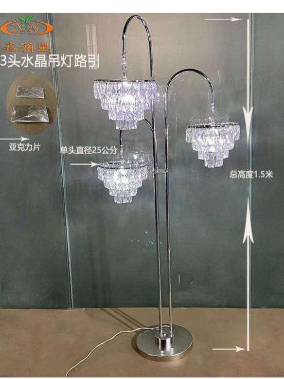 新款婚礼堂欧式铁艺电镀水晶吊灯婚庆道具灯冰晶条路引花布置装饰