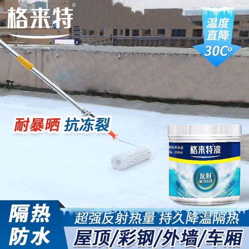 *屋顶隔热漆楼顶防水防晒漆室外天台铁皮隔热涂料反射涂层dg