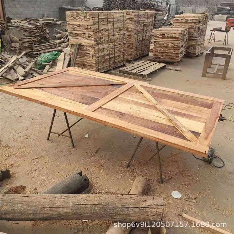 仿古旧大门榆木大门板庭院双开门茶楼农村老式门客栈餐厅平开门