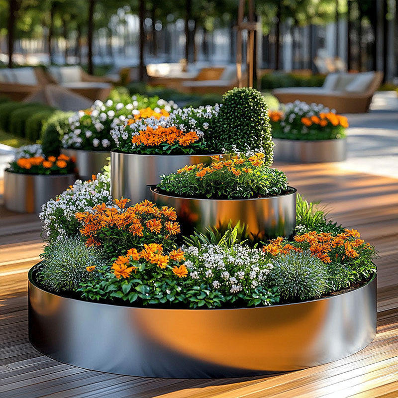 户外铁艺花箱不锈钢花钵室外花架可移动种植槽售楼部花池景观花盆