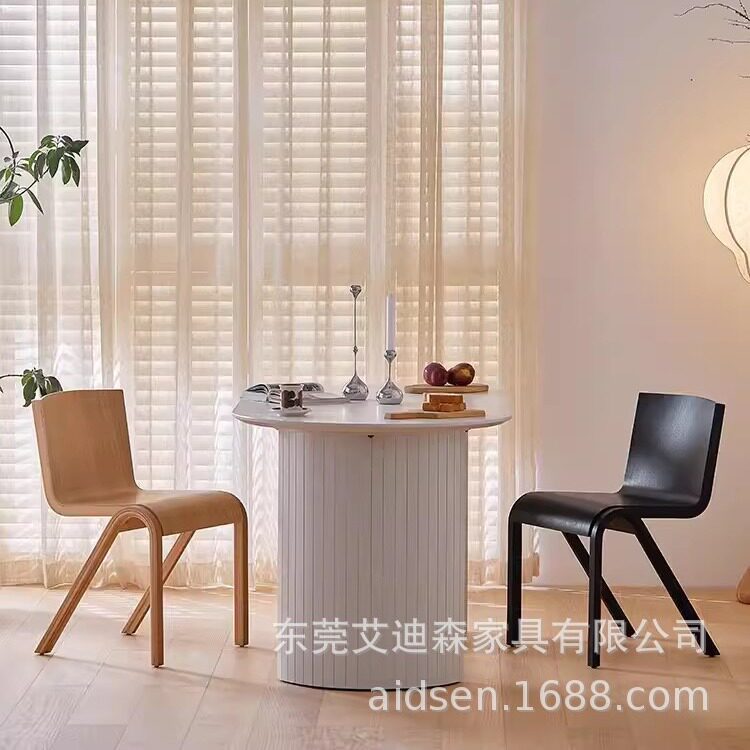 北欧丹麦成人靠背椅咖啡橡木曲木简约工作休闲设计师原木色餐椅