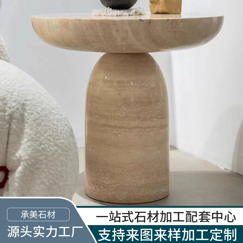 工厂定制厚料实心茶几设计感天然大理石奢石客厅卧室豪宅别墅装修