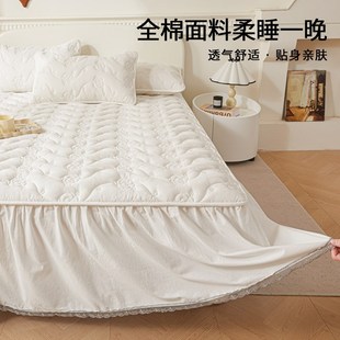 单件防尘床单床垫防滑三件套床罩 纯棉床盖床裙款 全棉夏季 2024新款