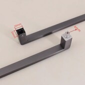 极简304不锈钢淋浴房300孔玻璃隔断黑枪灰浴室合页400玻璃门把手