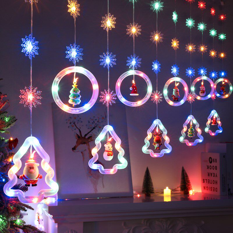 圣诞节装饰品圣诞树星星窗帘灯挂饰场景布置拍照道具门挂装扮氛围