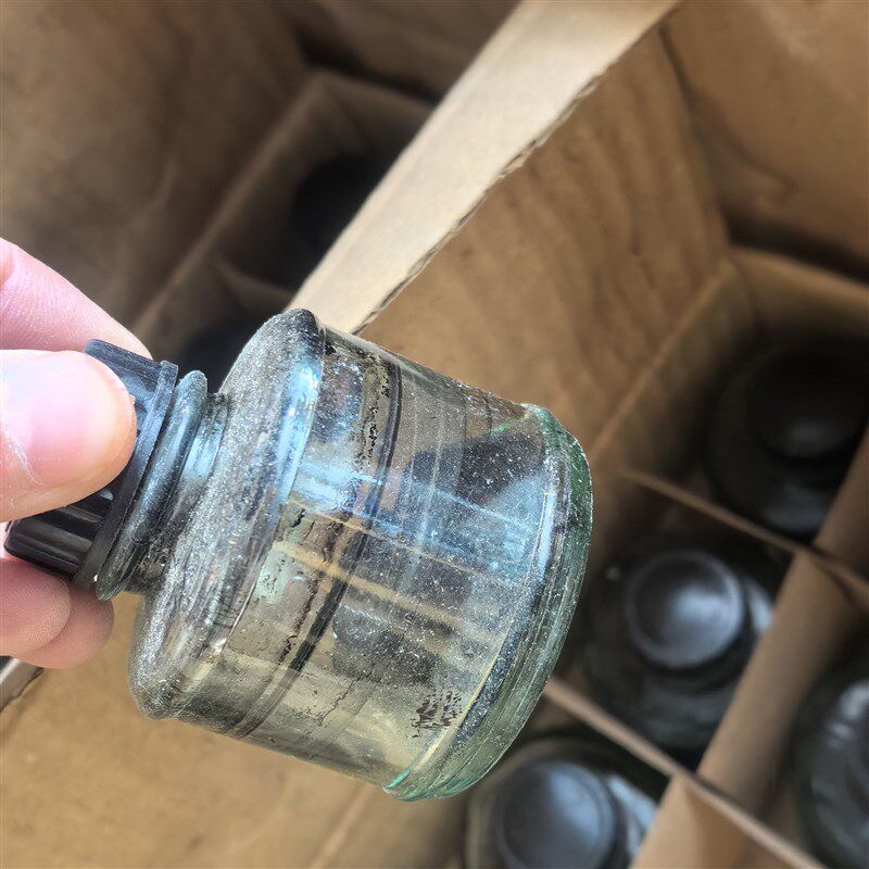 7080年代老玻璃料器墨水瓶,古董文具钢笔水瓶 老旧墨水空瓶子