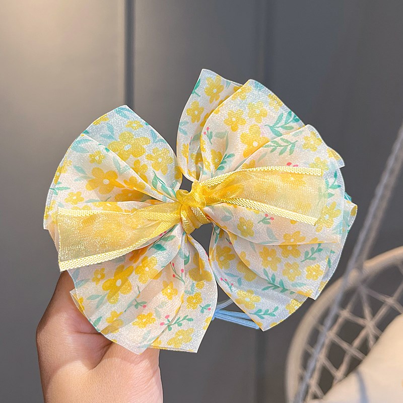 清新甜美碎花蝴蝶结发卡头饰儿童扎头绳橡皮筋高弹力发圈女童发饰