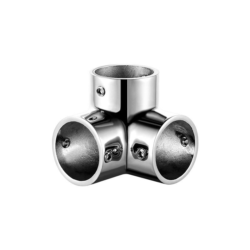 316不锈钢管连接件90度圆管三通弯头32船用遮阳配件方管法兰座