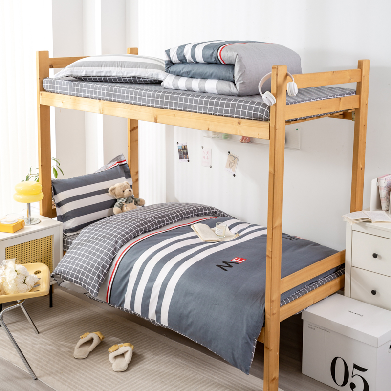 单人学生宿舍床上三件套夏天纯棉全棉床单被罩床笠款女男生上下铺