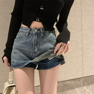 辣妹高腰包臀短裙 港风复古牛仔半身裙女2023夏季 大码 胖mm新款 裙裤