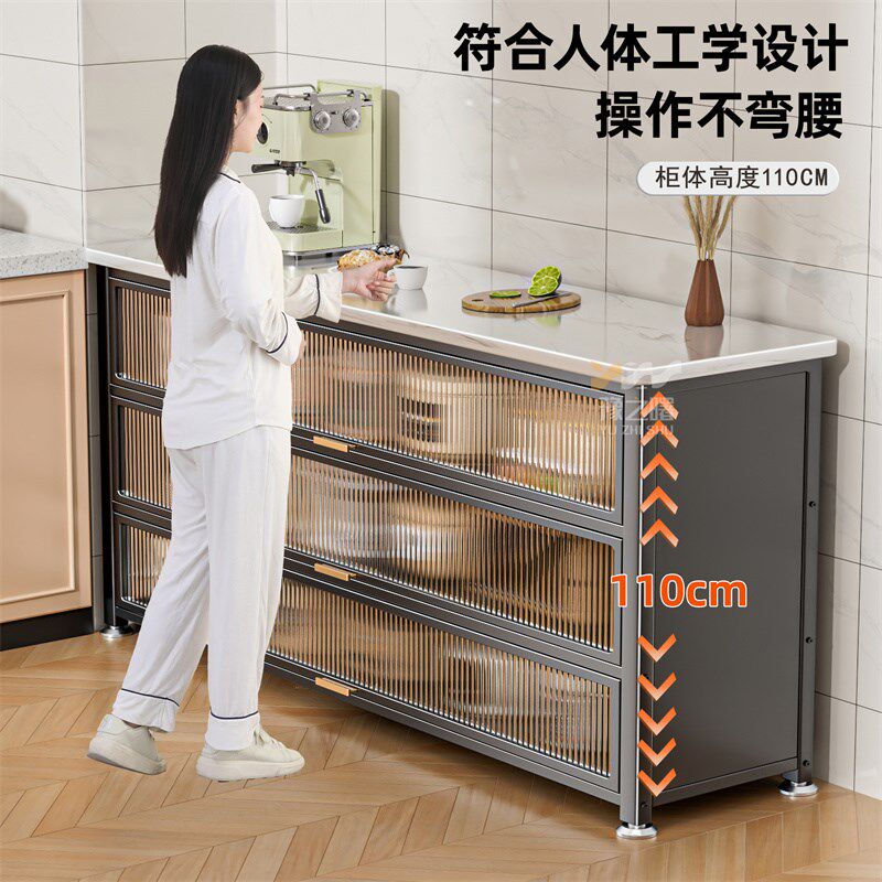 厨房置物架落地多层置物柜储物架子微波炉收纳柜餐边橱柜用具大全