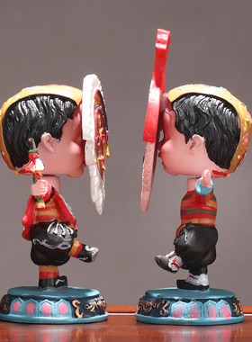 车载藏族人物藏戏面具人偶脸谱西藏旅游纪念礼物手办办公桌面摆件