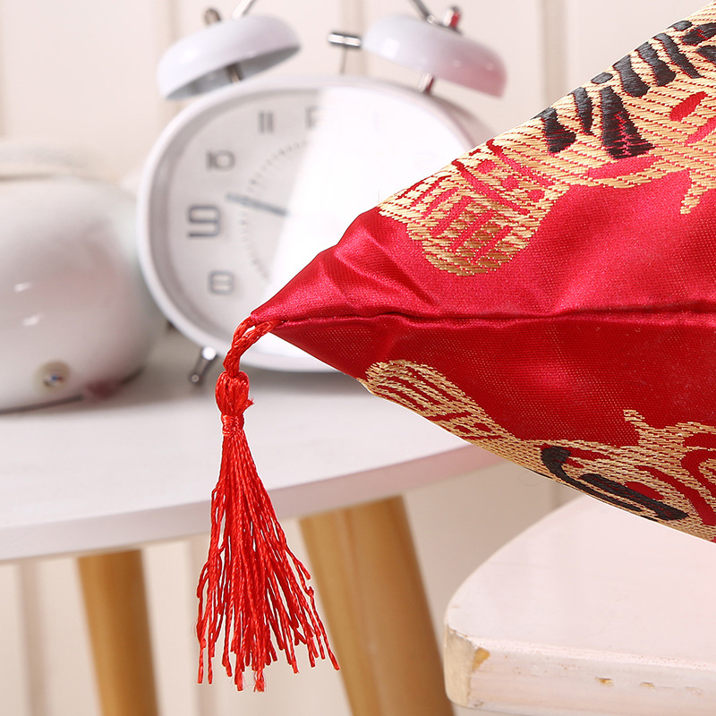 杭州丝绸织锦缎抱枕套 结婚庆中式复古靠垫沙发靠枕汽车腰枕含芯