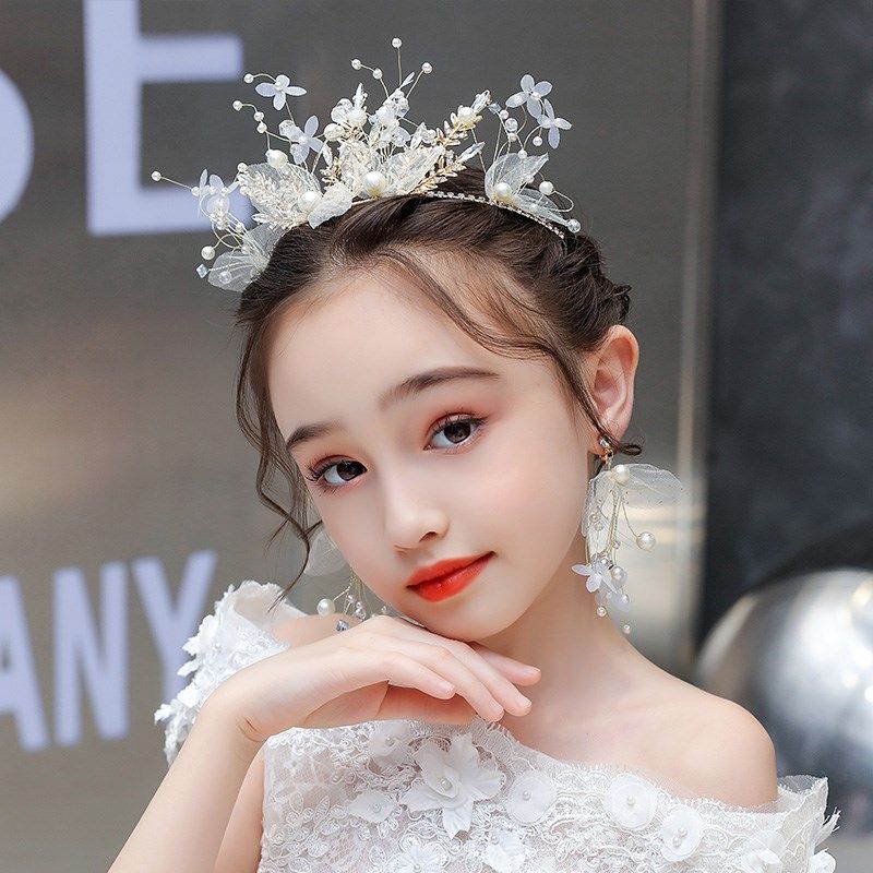 儿童王冠头饰女童演出头箍发夹公主皇冠发饰花童发箍女孩发卡簪花