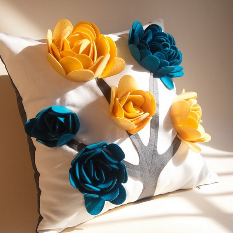 毛呢树美式简美北欧花草纯手工立体车缝花棉帆样板房软装靠垫抱枕,居家布艺,靠垫/抱枕,淘宝优惠券,粉丝福利购,淘宝优惠卷